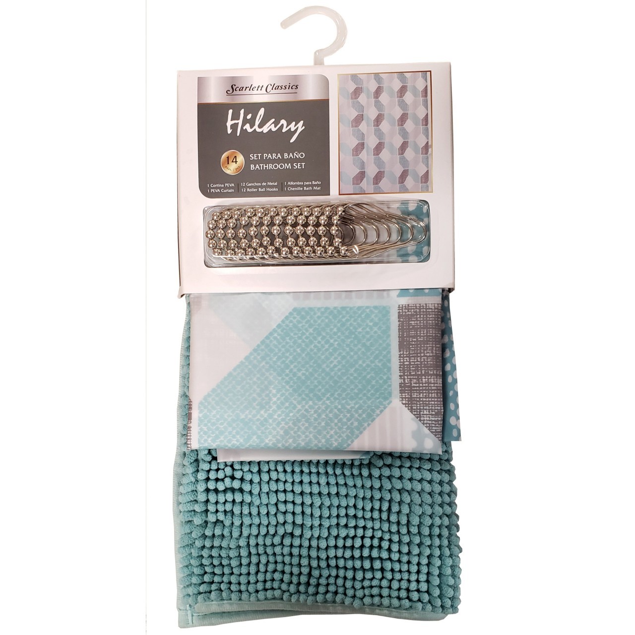 SCARLETT BATHROOM SET HILARY TEAL 14pc