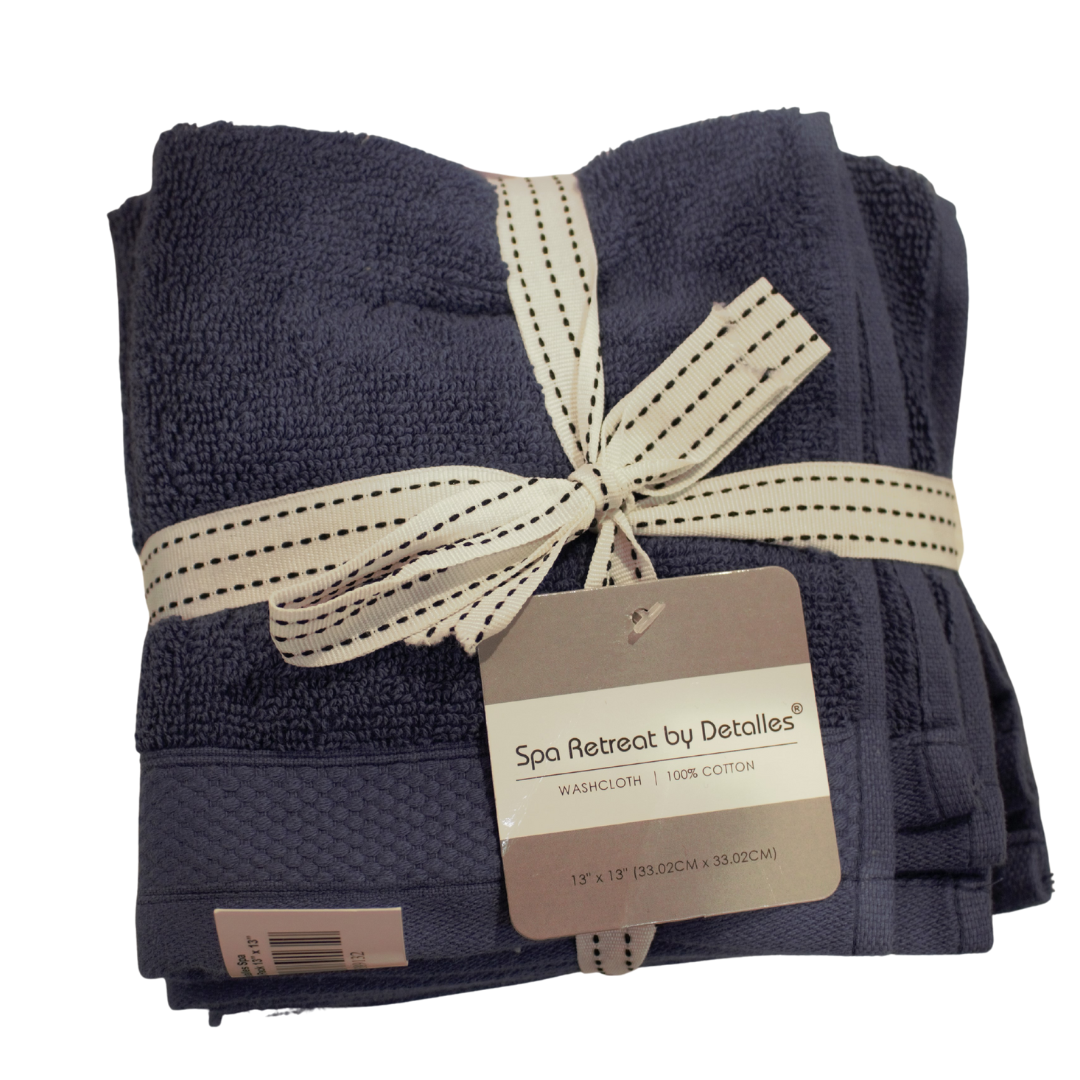 Spa Retreat Navy 13x13 Wash Cloths, 4pk