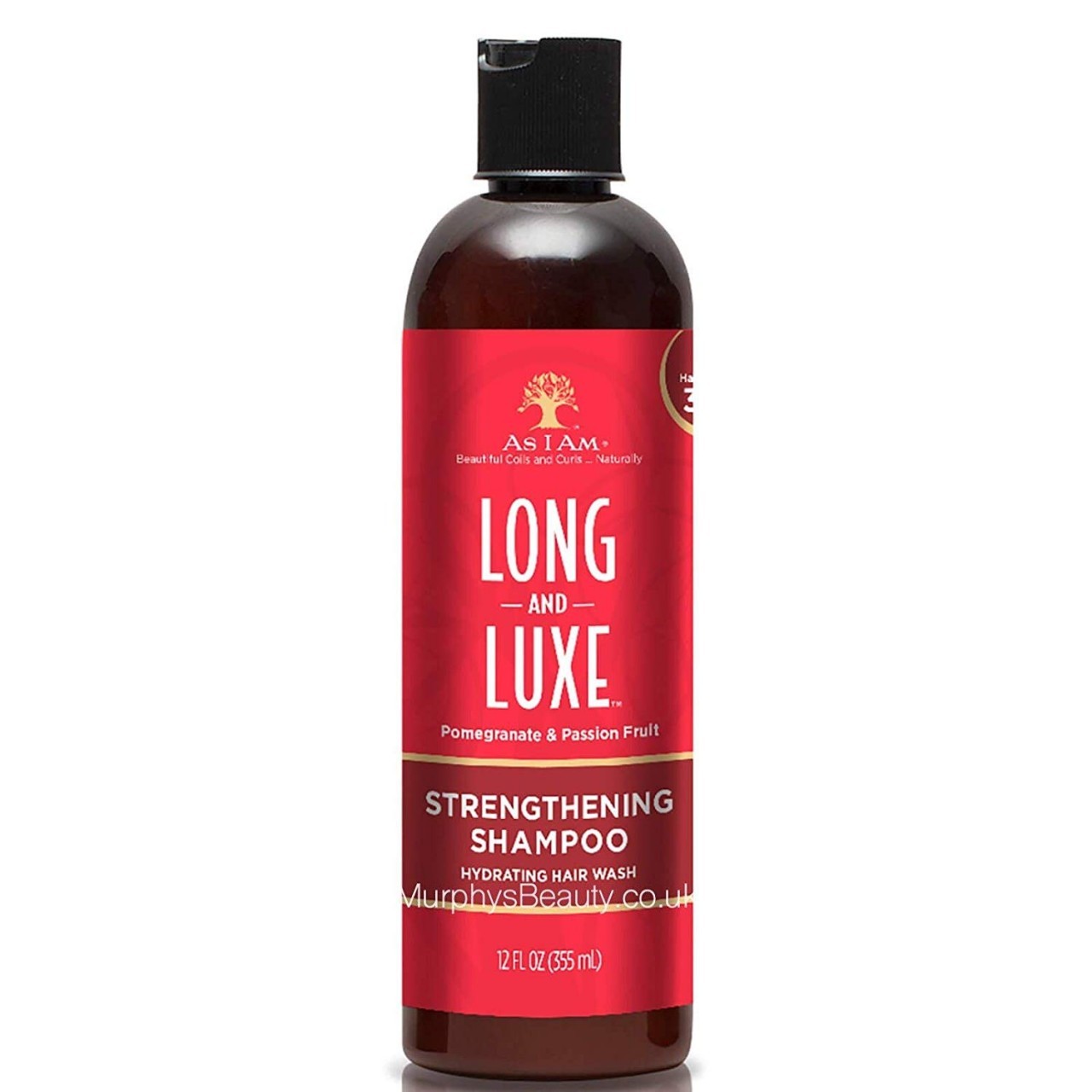 As I Am Long & Luxe Pomegranate & Passion Fruit Strengthening Shampoo Hydrating Hair Wash, 12oz