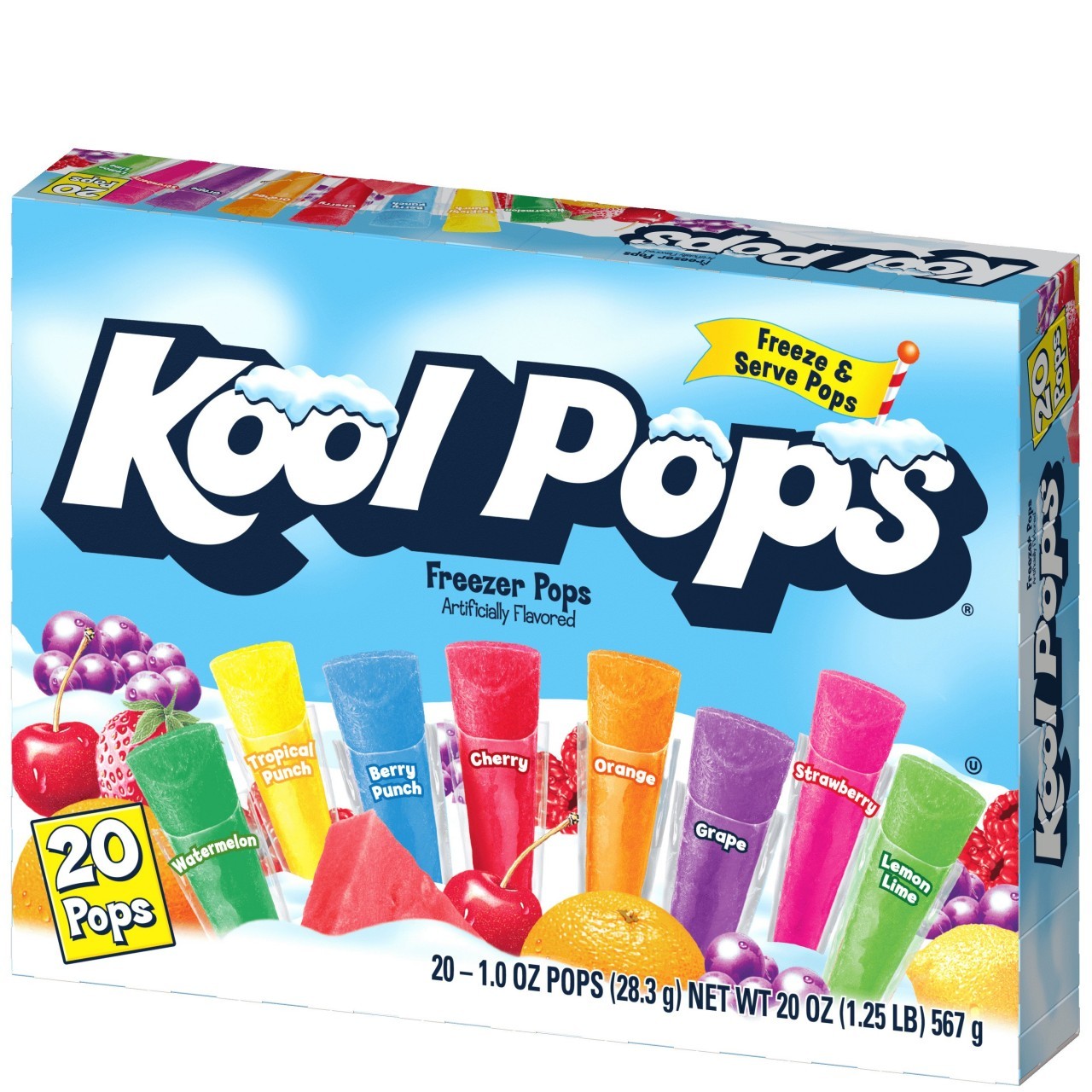 KOOL POP FREEZER POPS ASSORTED 20ct