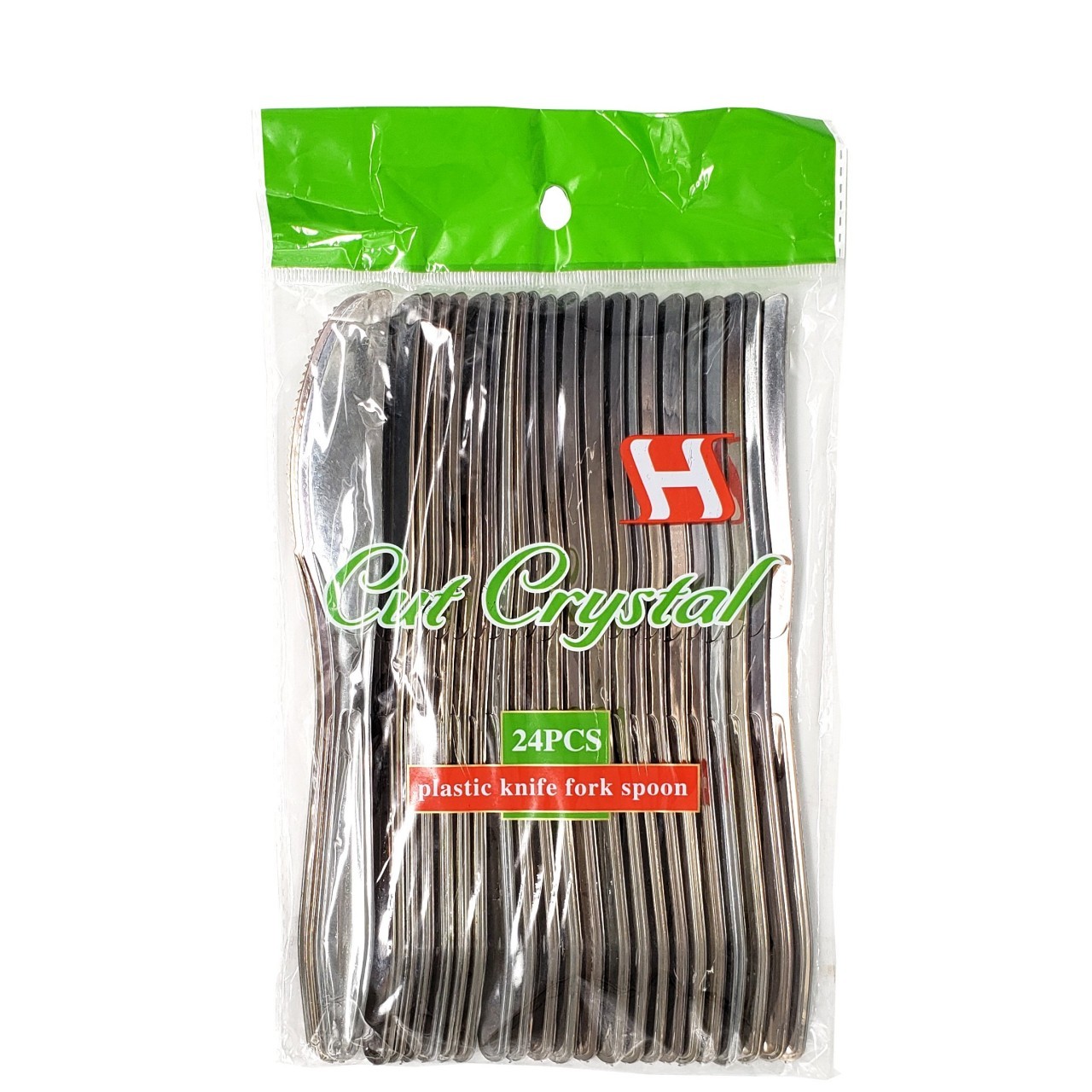 CUT CRYSTAL SILVER PLASTIC KNIFE 24pk