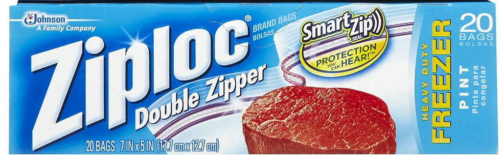 ZIPLOC DOUBLE ZIPPER FREEZER PINT 20’S