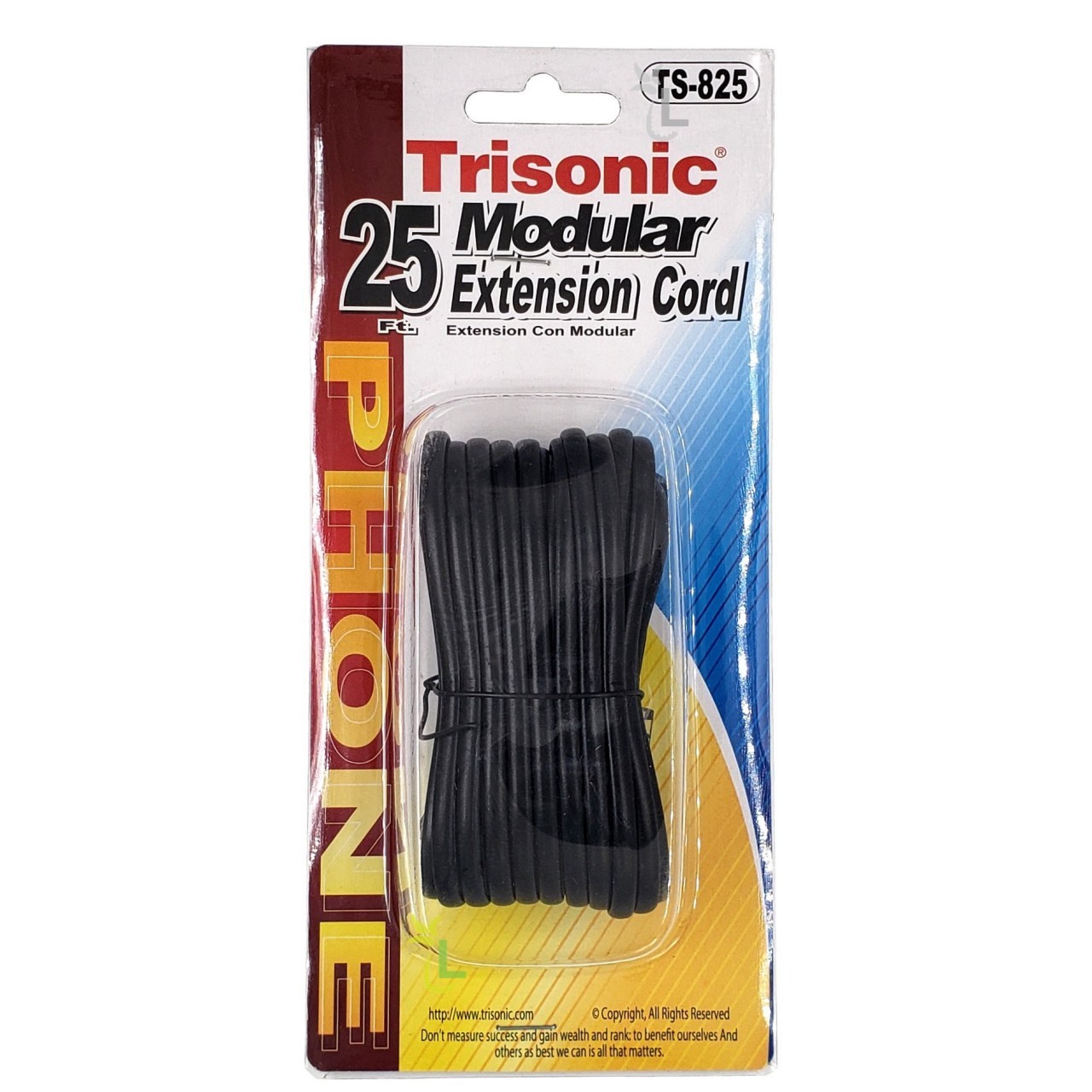 TRISONIC MODULAR EXT CORD BLACK 25ft