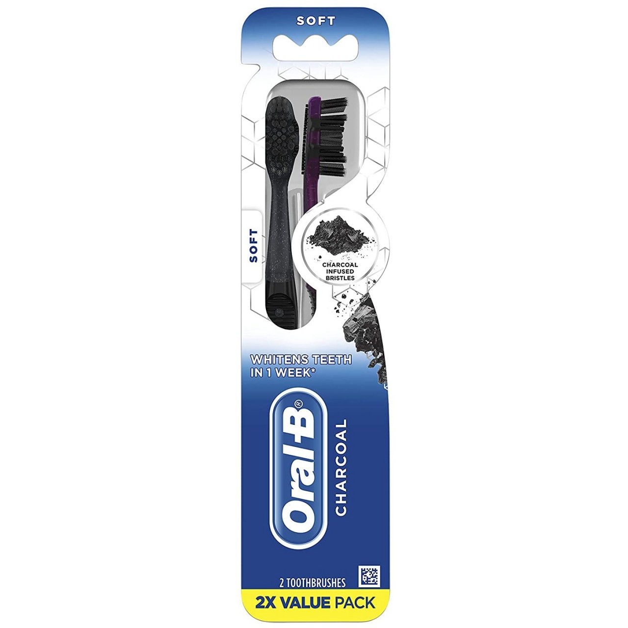 ORAL-B T/BRUSH CHARCOAL MED 2pk
