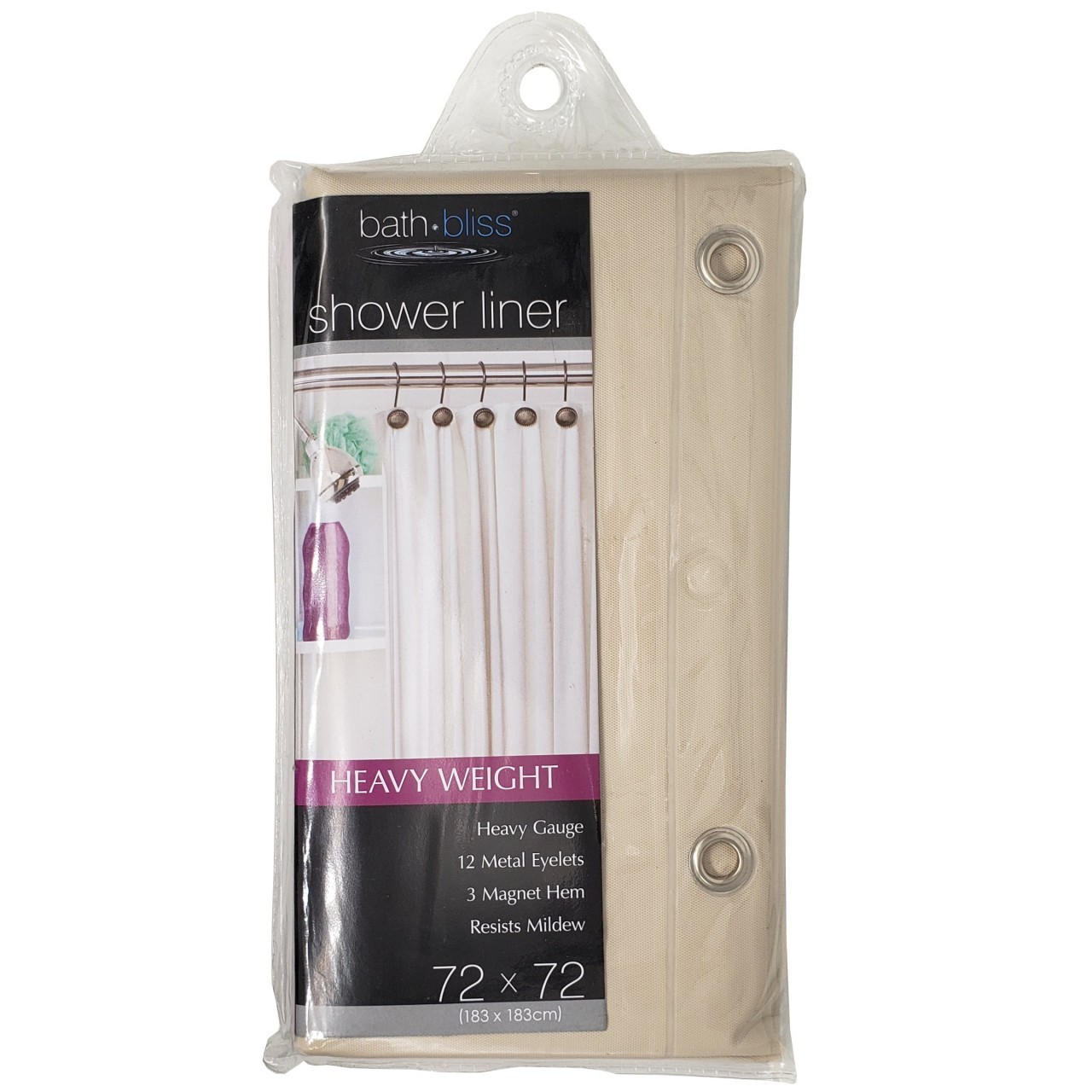 BATH BLISS SHOWER LINER BEIGE 72x72