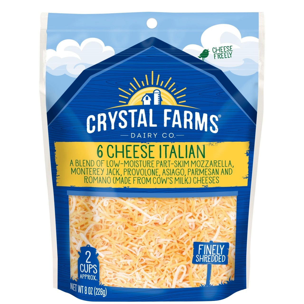 CRYSTAL FARMS 6 CHEESE ITALIAN SHRED 8oz