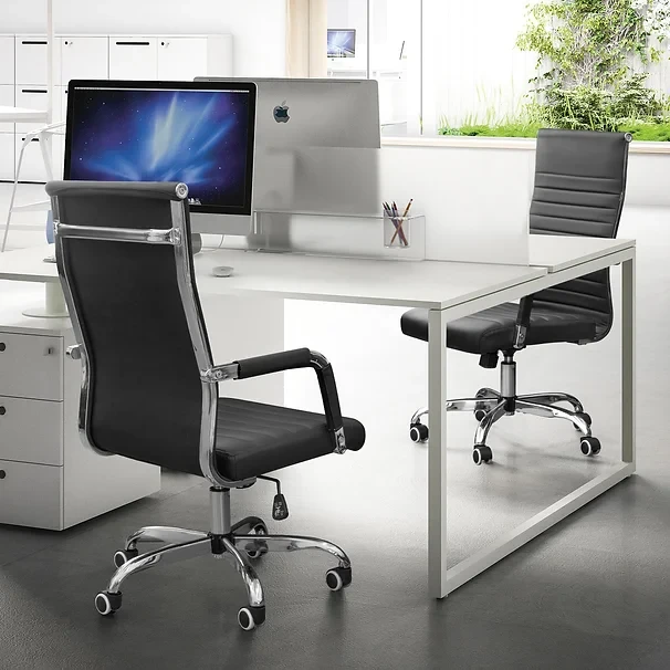 Renda Mid-Back Ribbed Conference Chair -Black