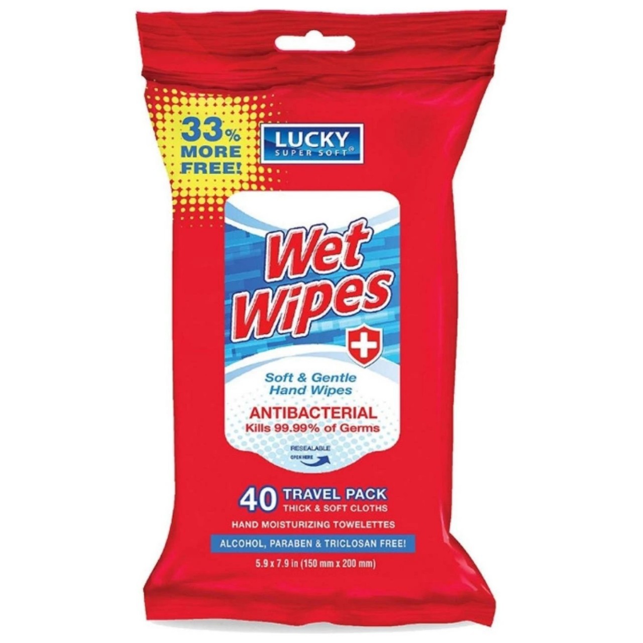 LUCKY WET WIPES ANTIBACTERIAL 40s