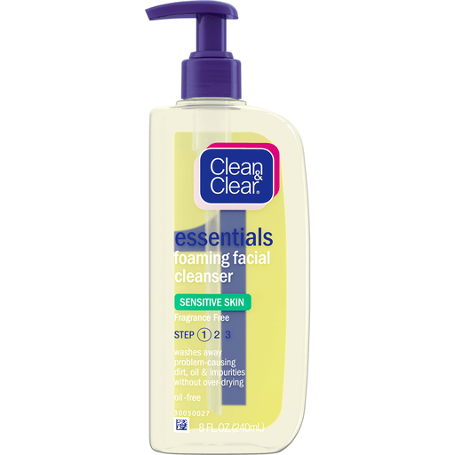 CLEAN & CLEAR FOAMING FACIAL CLEANSER FOR SENSITIVE SKIN STEP1 8oz(240ml)