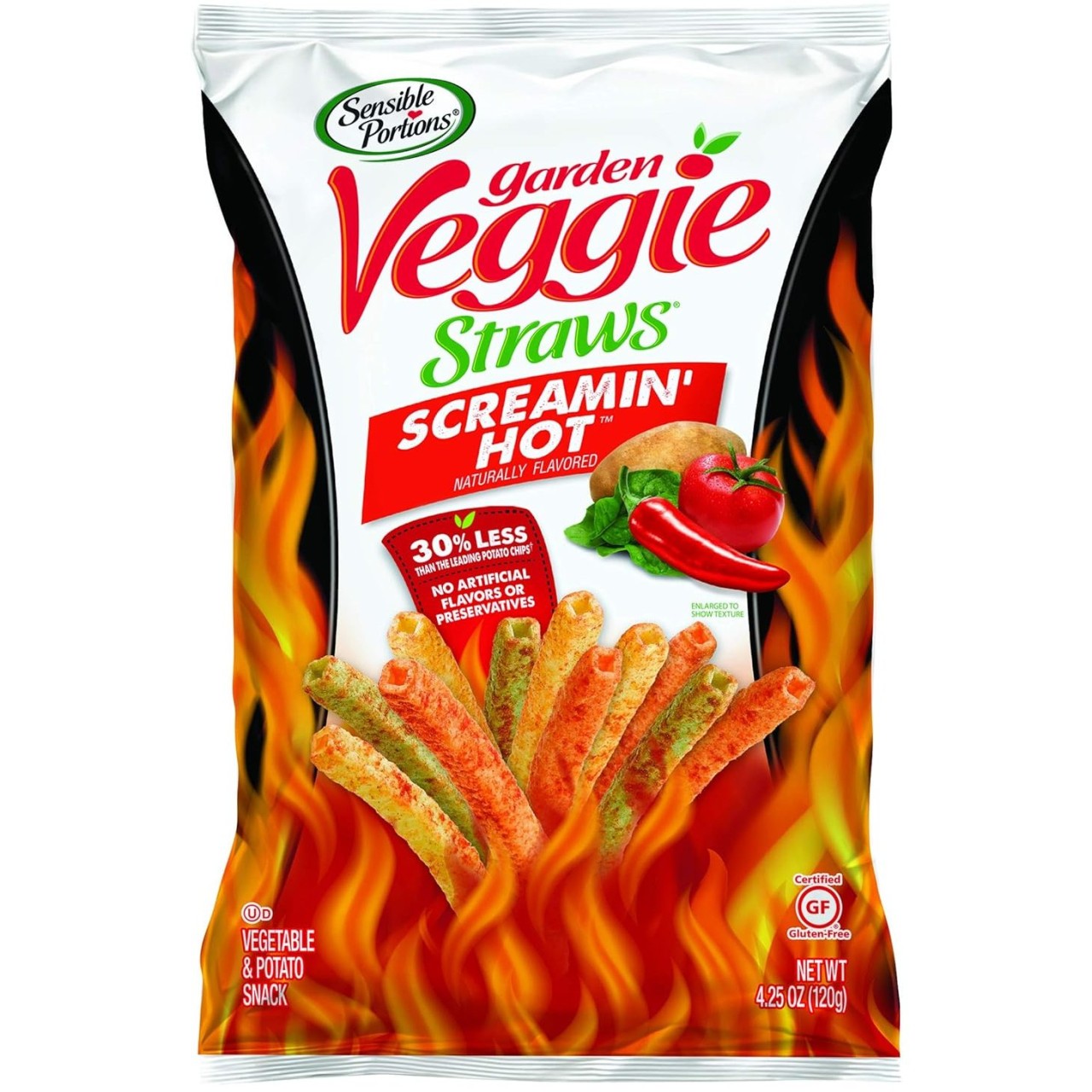 SENSIBLE VEG STRAWS SCREAMIN HOT 4.25oz
