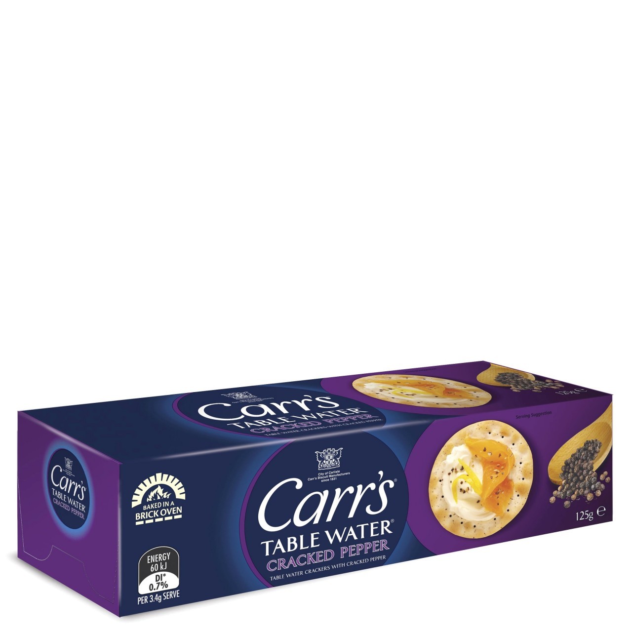CARRS TBL WATER CRACKERS BLK PEPPER 125g