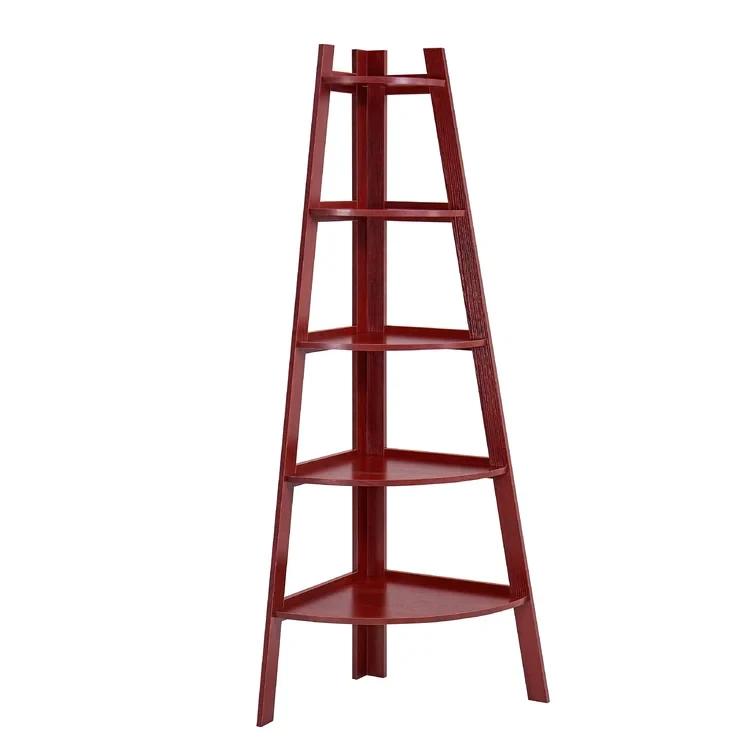 Tisha 5-Tier Wood Corner Book shelf