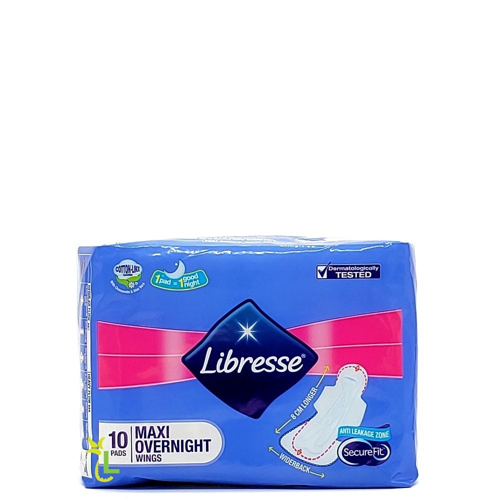 LIBRESSE COTTON MAXI OVERNIGHT WINGS 10s