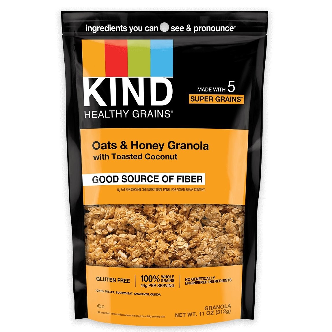 KIND FIBER GRANOLA OATS HNY CLUSTER 11oz