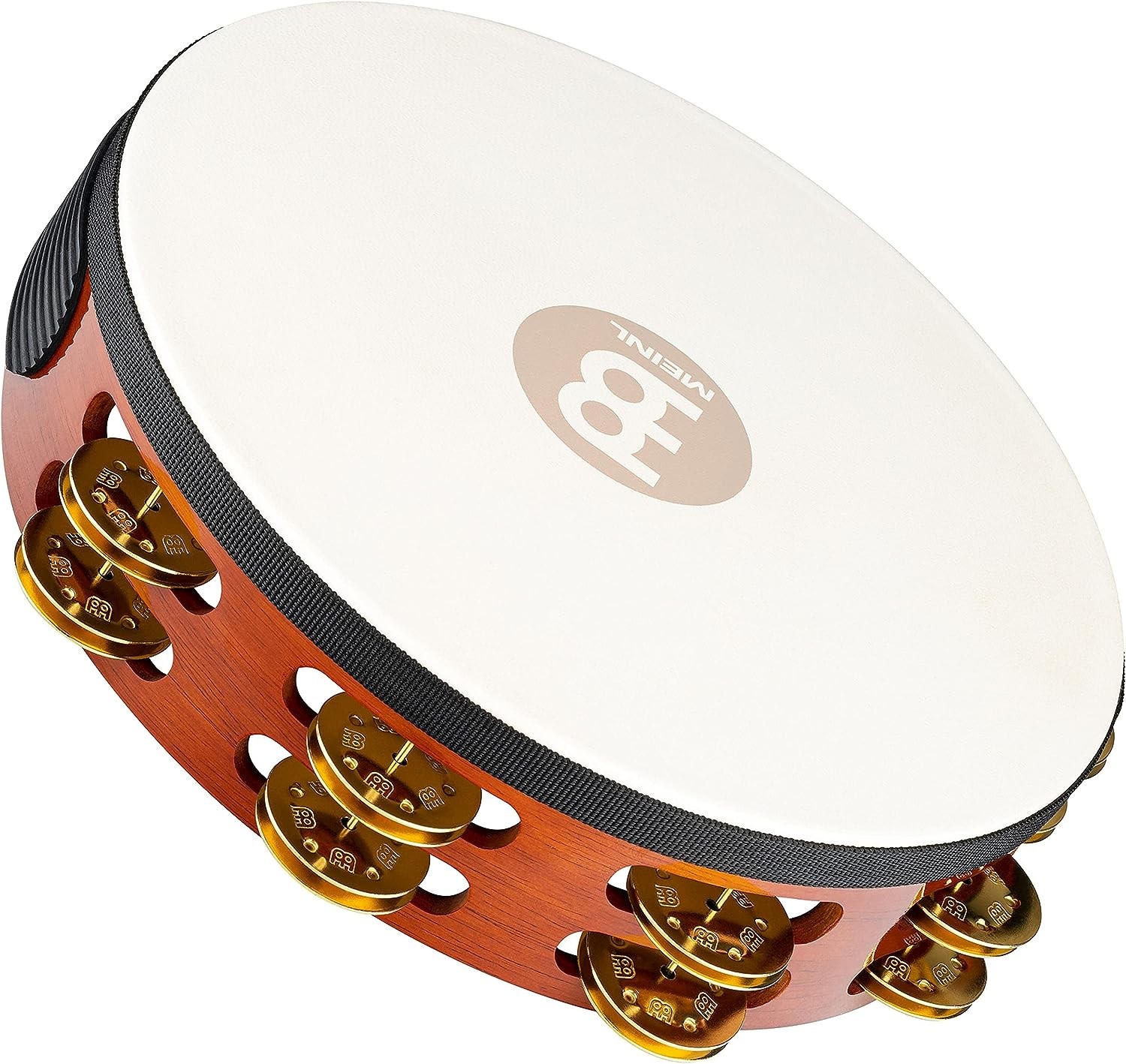 MEINL TAH2B-AB 10" DOUBLE ROW TAMBOURINE, BRASS JINGLES, AFRICAN BROWN