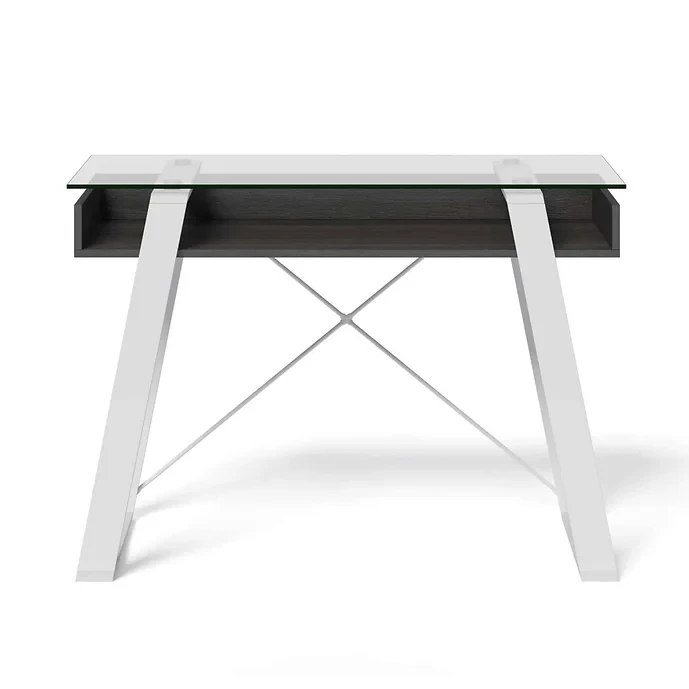 Elle Decor 42'' Writing Desk Cool Gray/Snow White