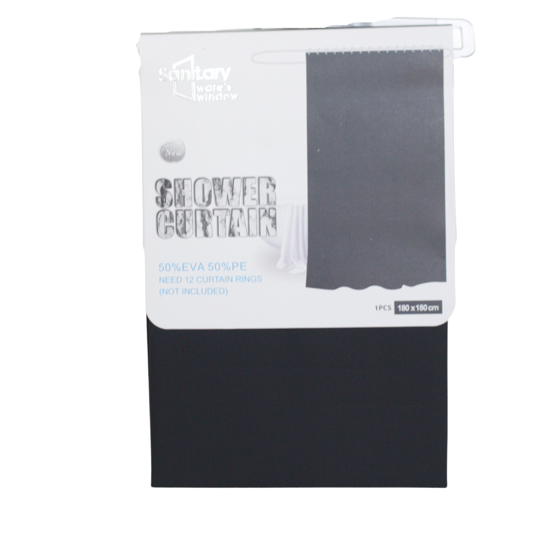 Sanitary Ware's Window Shower Curtain (Plain Black), 1 PCS, 180 x 180 cm