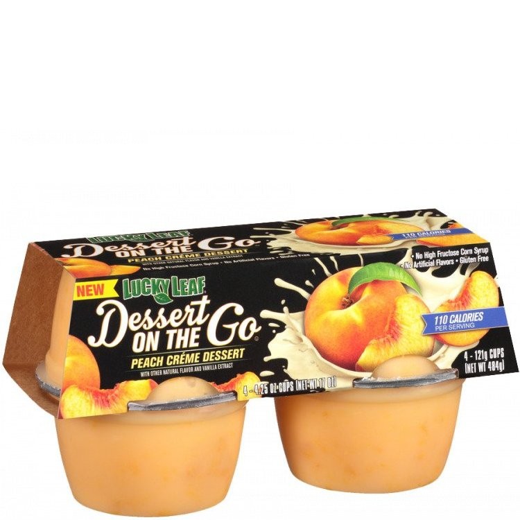 LUCKY LEAF DESSERT CUP PEACH 4pk