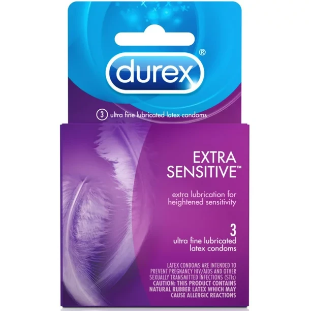 DUREX EXTRA SENSITIVE EXTRA LUBRICATED LATEX CONDOMS 3’S