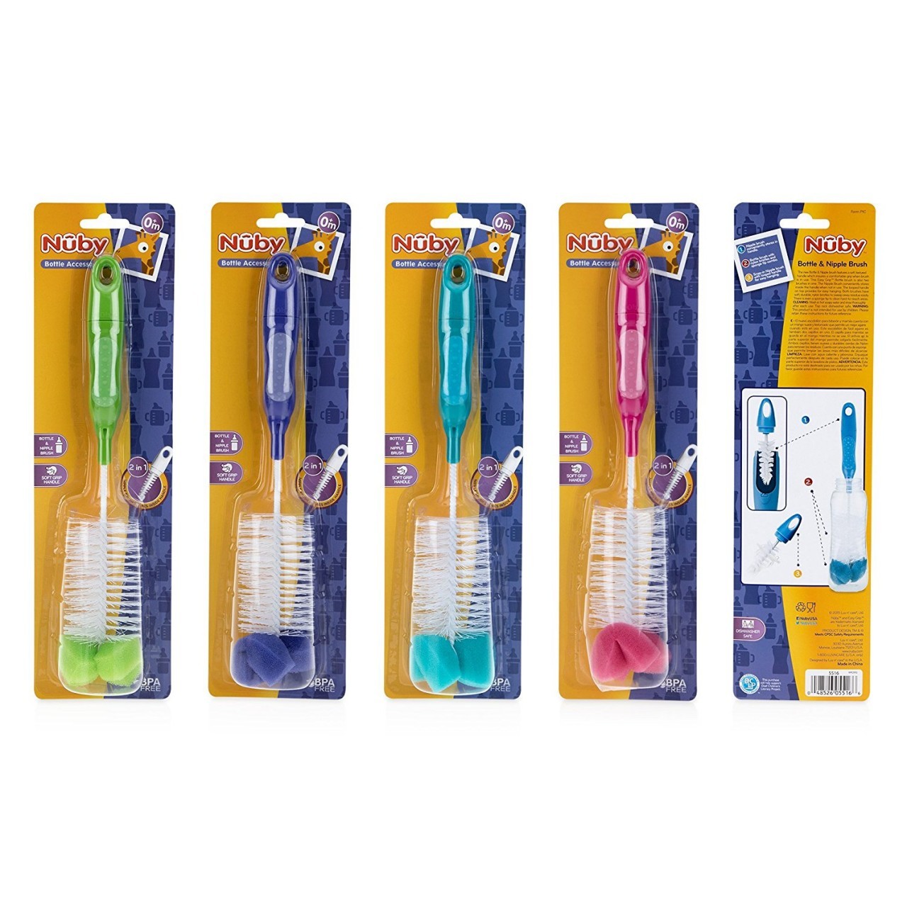 Nuby Bottle Nipple Brush (Assorted Colors)