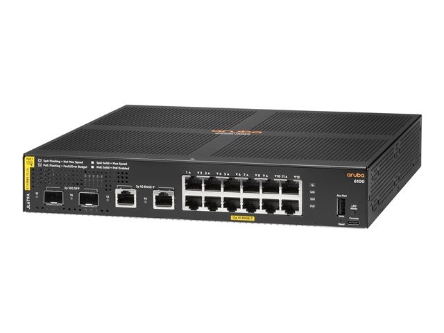 HPE Aruba 6100 12G Class4 PoE 2G/2SFP+ 139W Switch - Switch - managed