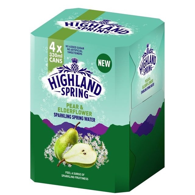 HIGHLAND SPRING SPARK PEAR ELDER 4x330ml