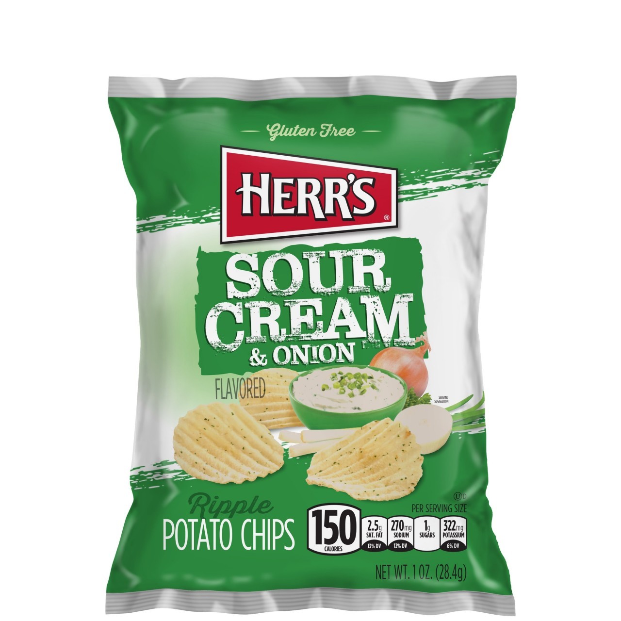 HERRS RIPPLES SOUR CREAM & ONION 1oz