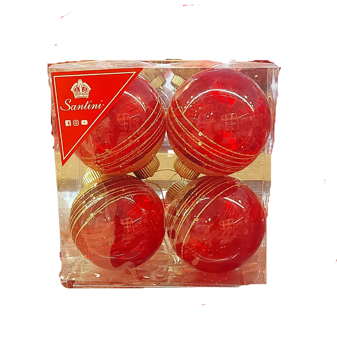 X-Mas Balls, Gold& Red, 4ct
