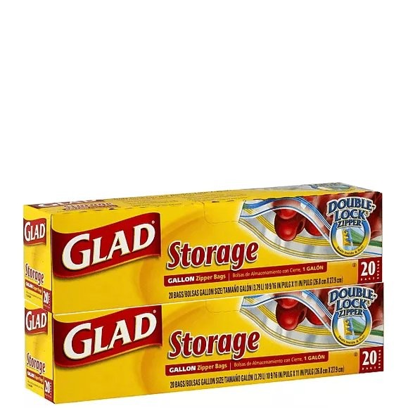 GLAD STORAGE BAGS ZIP 1gal B1G1F 20s