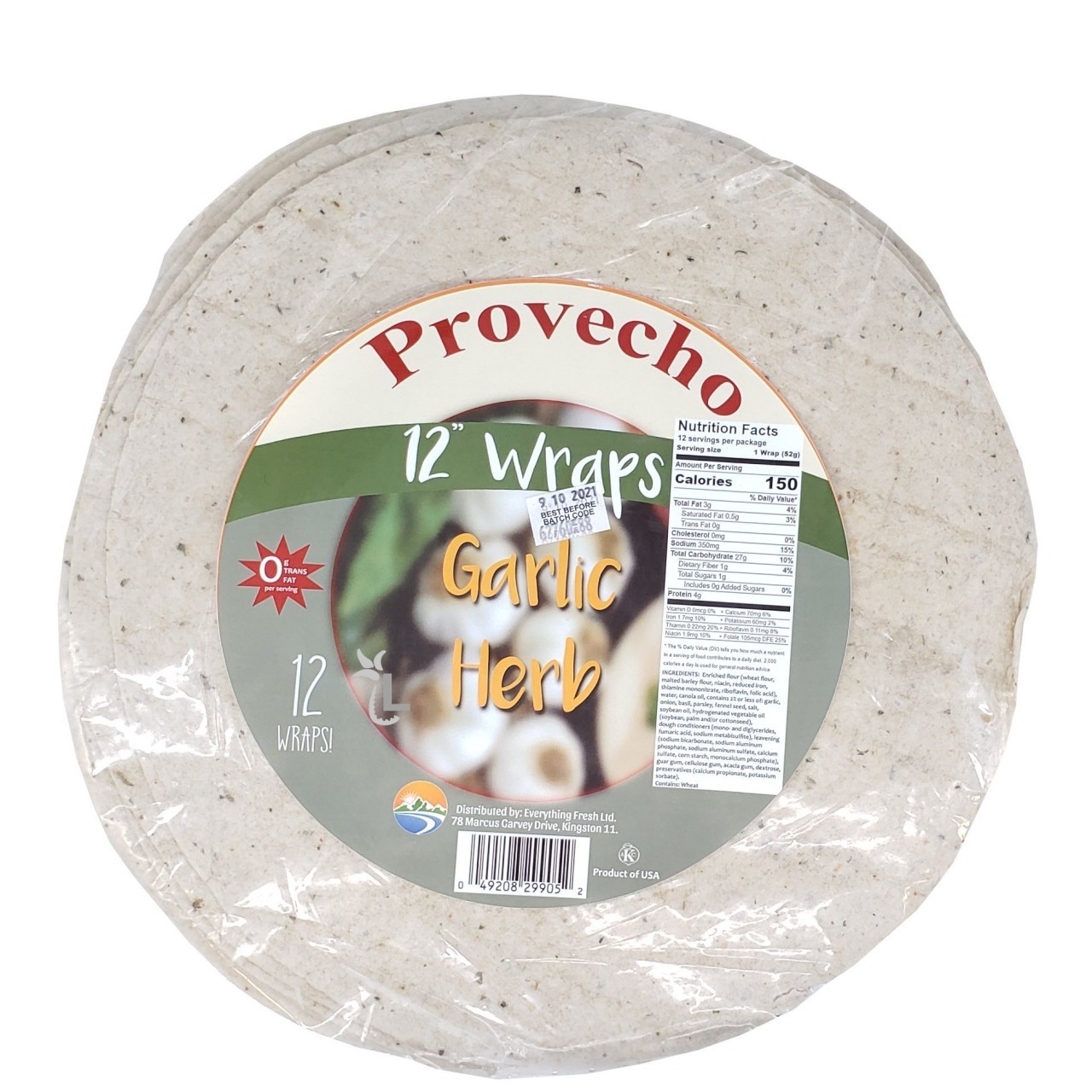 PROVECHO GARLIC HERB WRAP 12x10inch