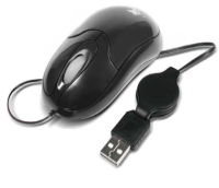 Xtech XTM-150 - Mouse - Wired, USB Black Optical Retractable cord