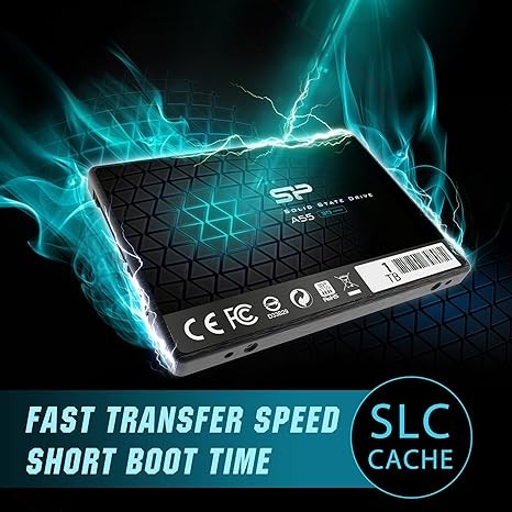 Silicon Power 2TB SSD 3D NAND A55 SLC Cache Performance Boost SATA III 2.5" 7mm (0.28") SSD Internal Solid State Drive (SP002TBSS3A55S25)