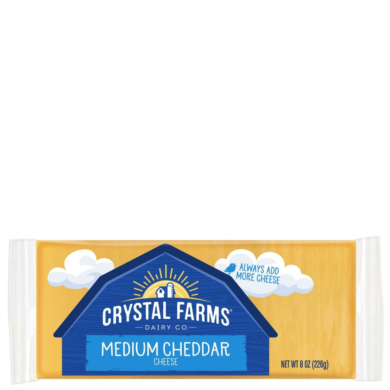 CRYSTAL FARMS CHEDDAR MED BLK 8oz