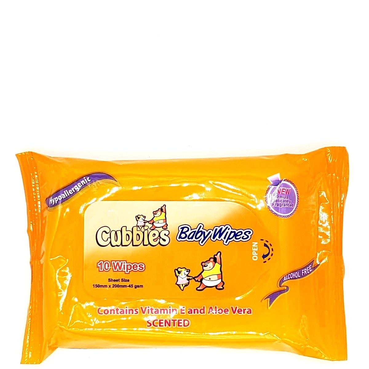 CUBBIES BABY WIPES VITAMIN E ALOE 10s