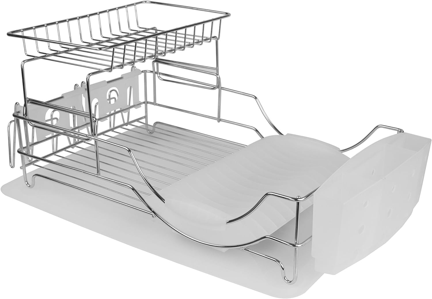 Home Basics DELUXE 2-Tier Dish RACK and Drainer, White