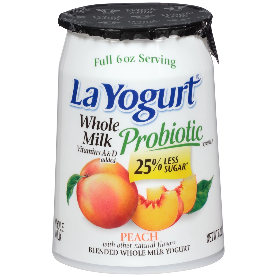 LA YOGURT WHOLE MILK PEACH 6oz