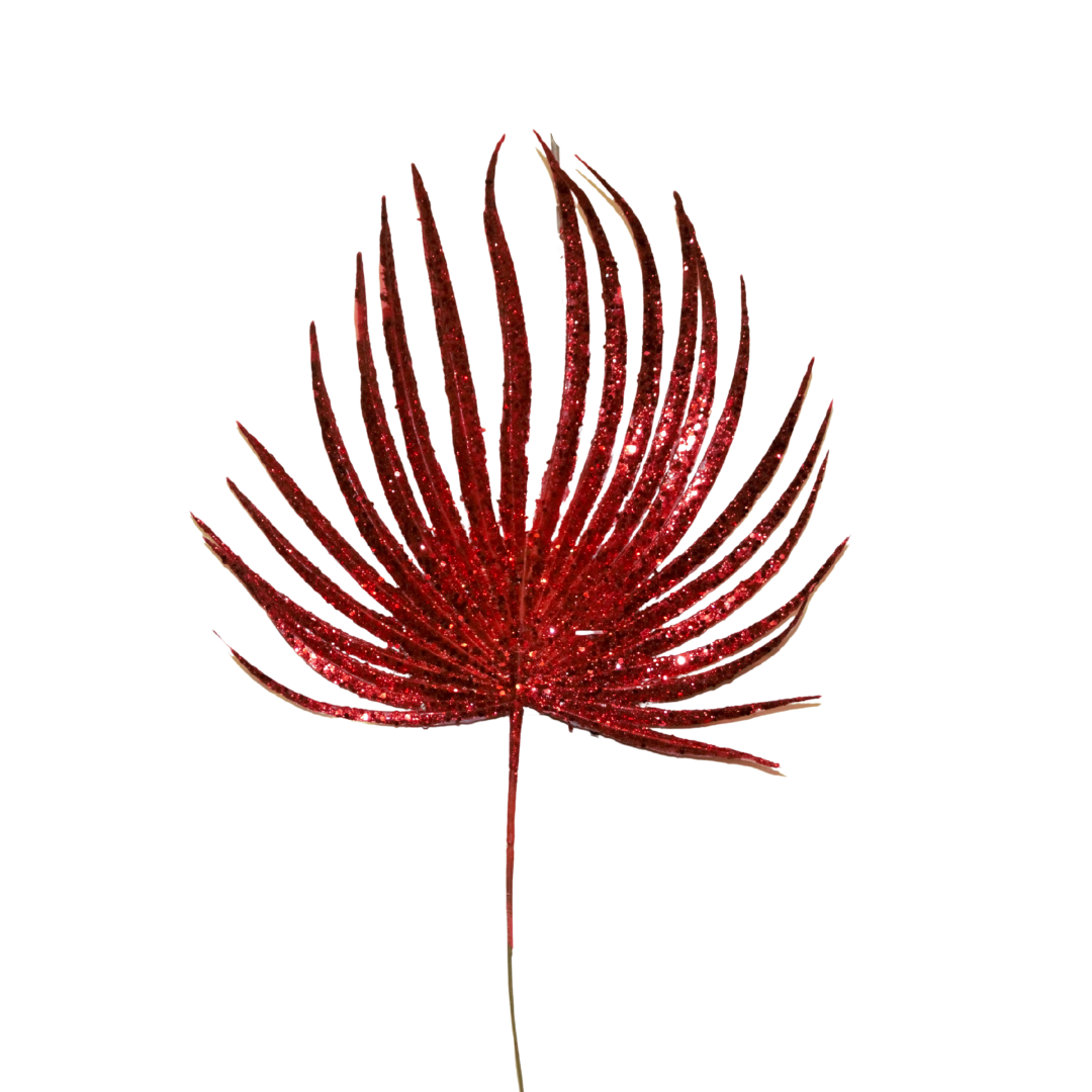 X-Mas Red Glitter Spruce Leaf Picks (Each)
