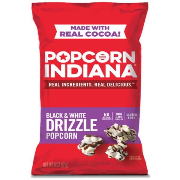 POPCORN INDIANA BLACK WHITE DRIZZLE 6oz