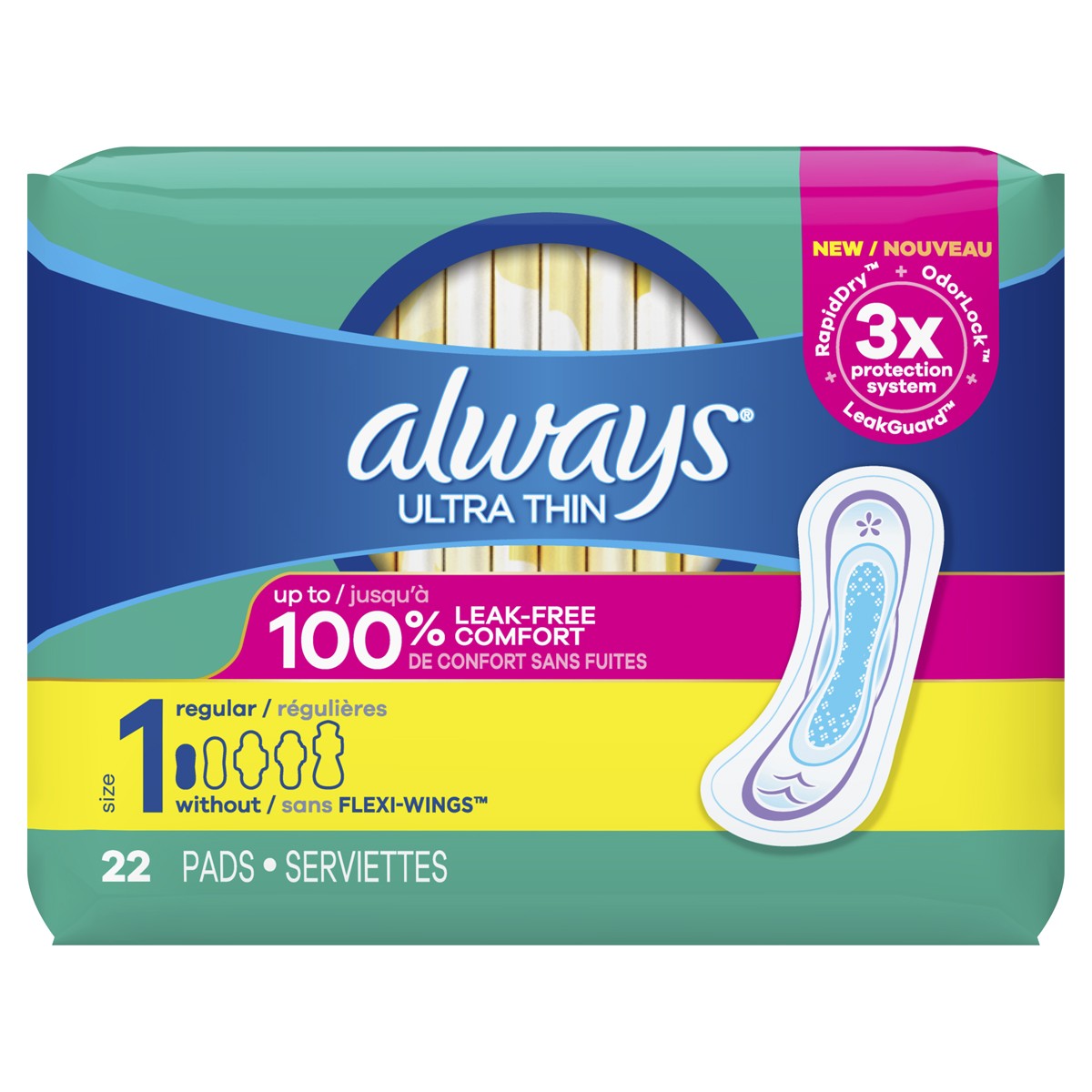 ALWAYS ULTRA THIN 100% LEAK-FREE 22PK