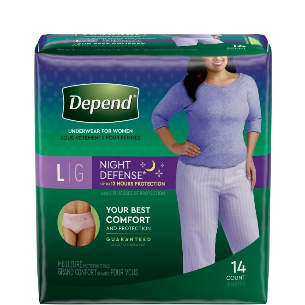 DEPEND UNDERWEAR OVERNIGHT L 14s
