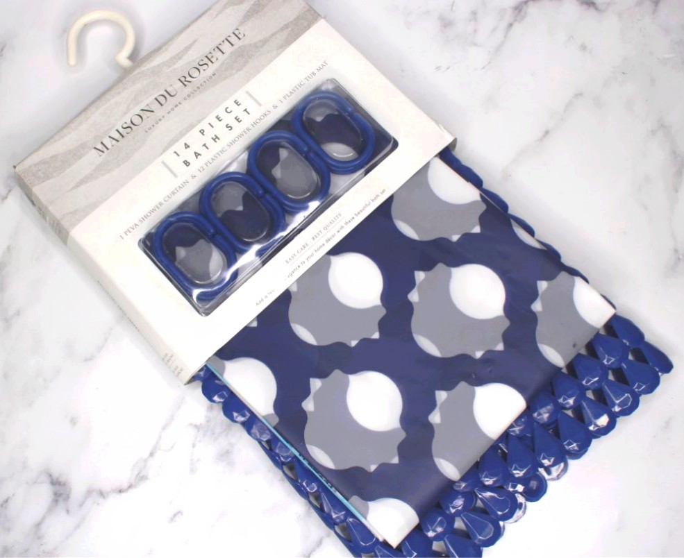 Maison du Rosette 14 pc Bath Mat Set- Navy