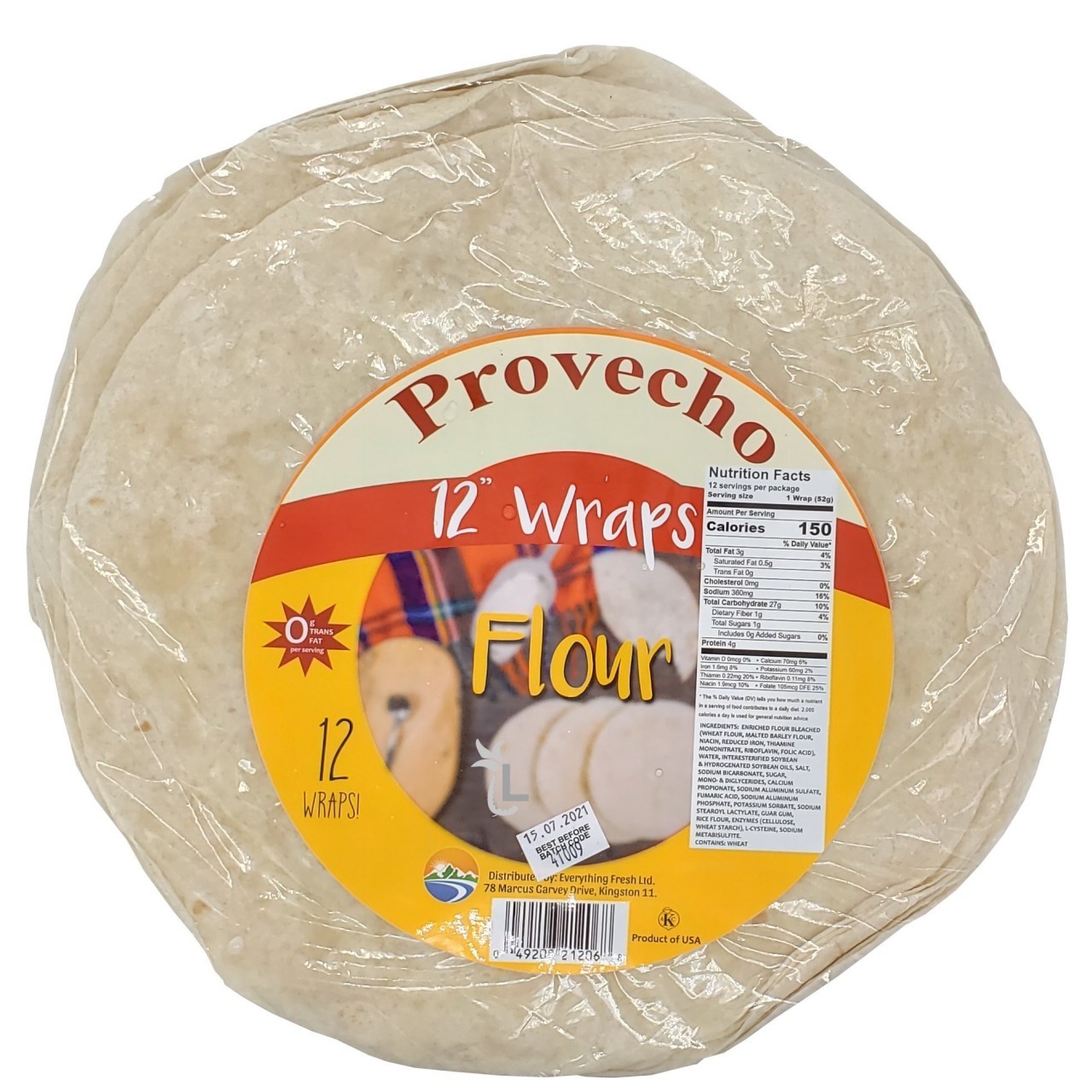 PROVECHO WRAPS FLOUR 12x12in