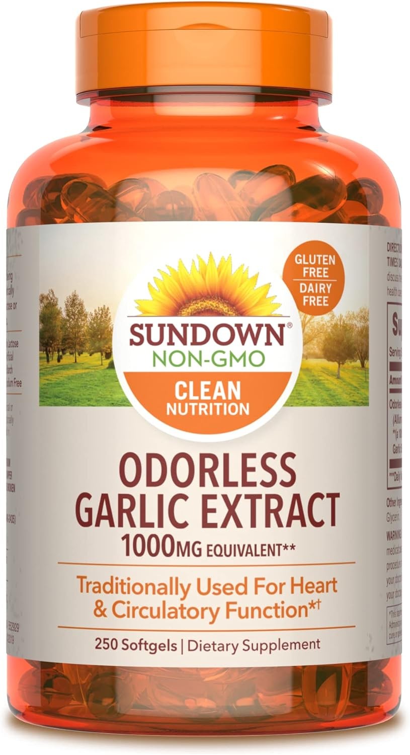 Sundown Naturals Garlic 1000 mg, 250 Odorless Softgels