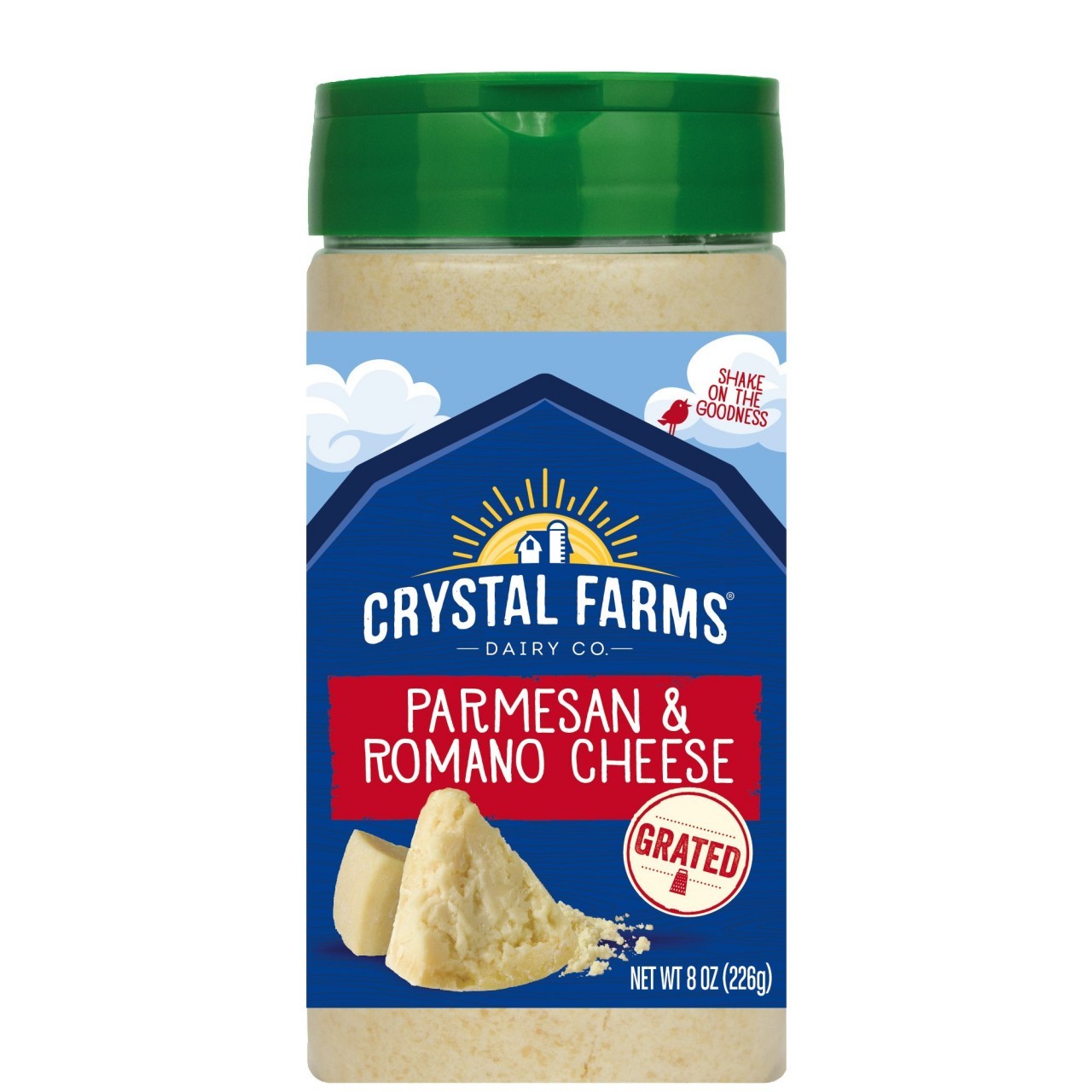CRYSTAL FARMS PARMESAN ROMANO GRATED 8oz