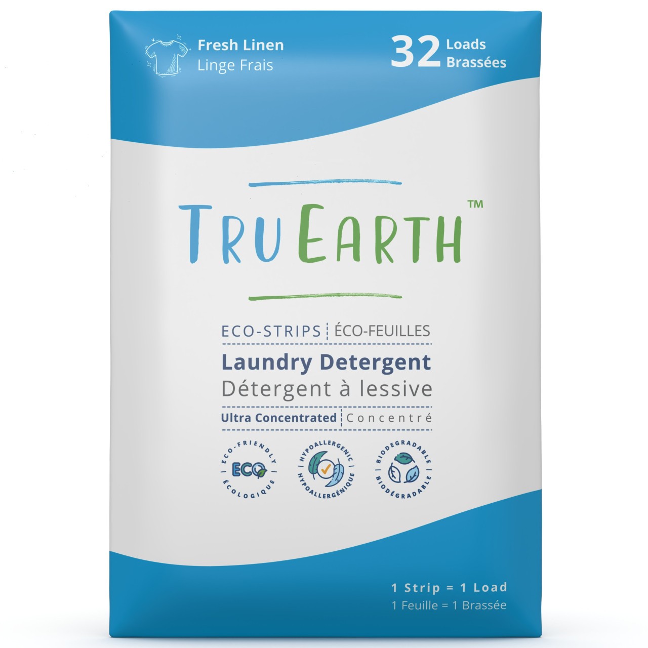 TRU EARTH DETERGENT STRIPS FRS LINEN 32s