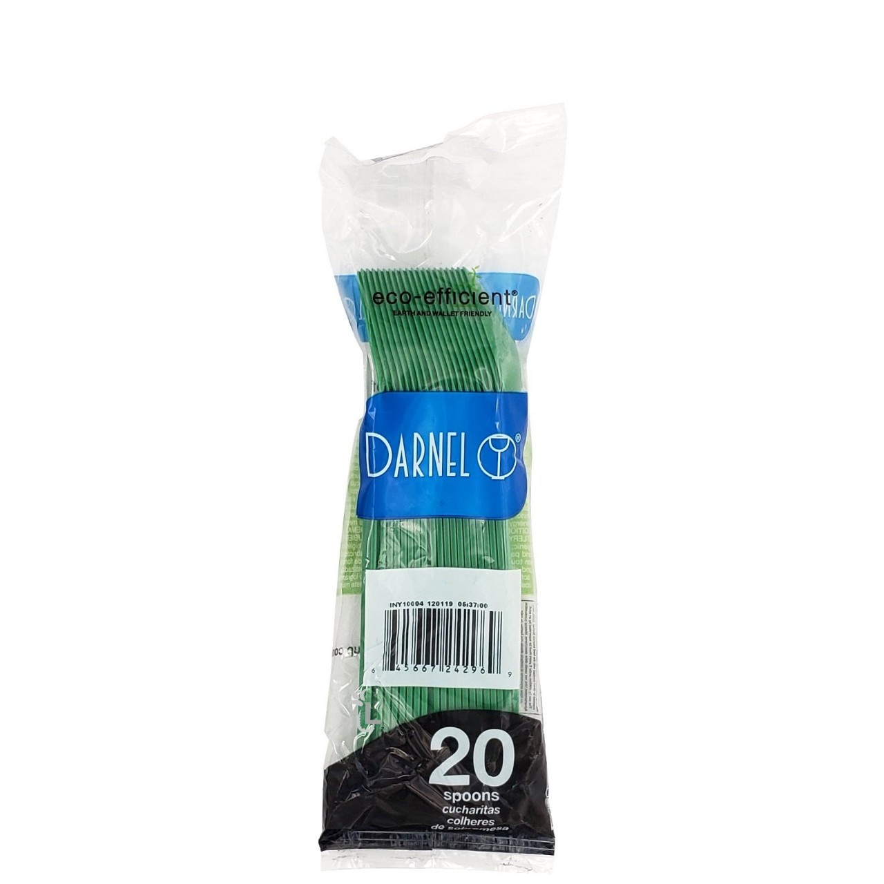 DARNEL PLASTIC SPOONS GREEN 20s