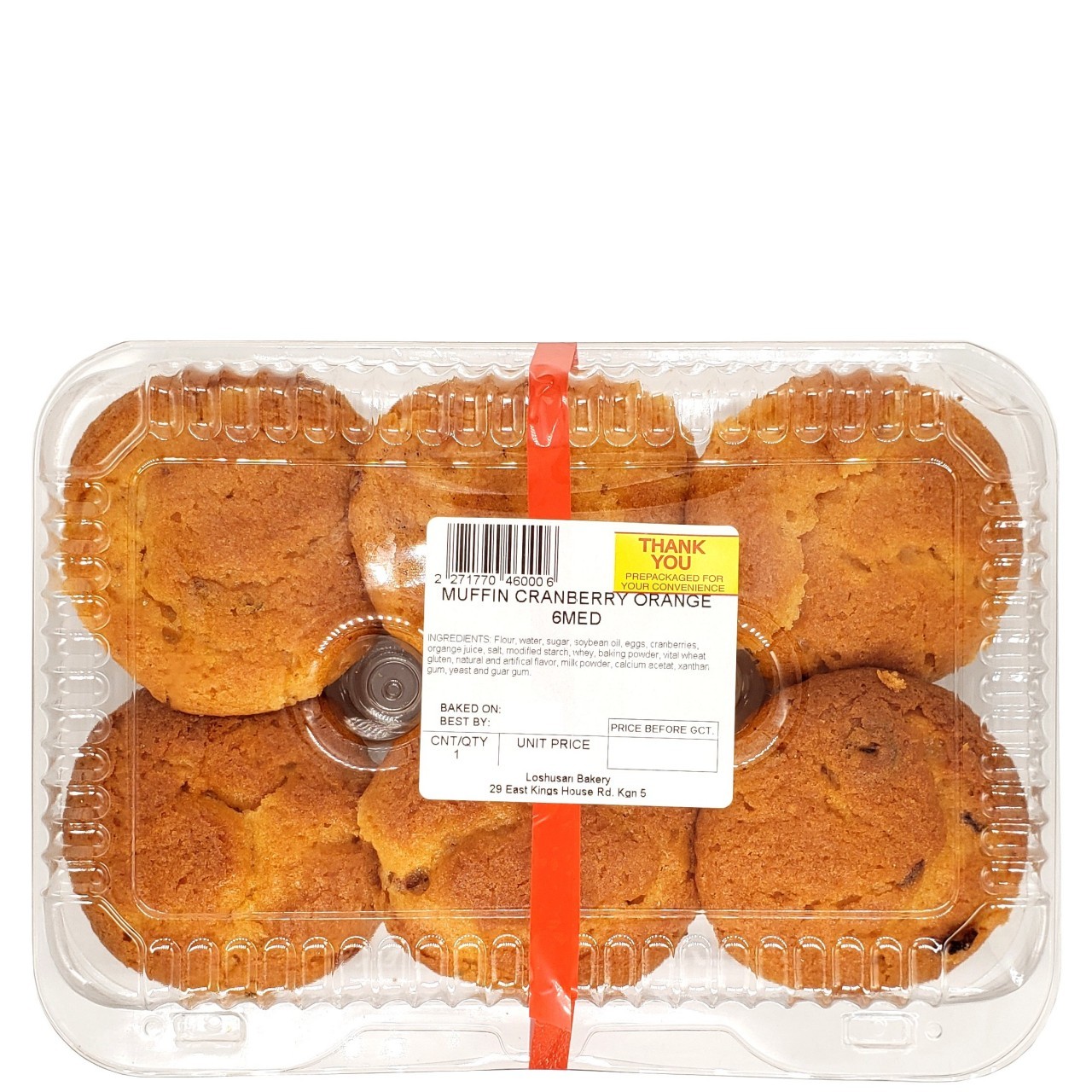 MUFFINS CRANBERRY ORANGE MED 6ct