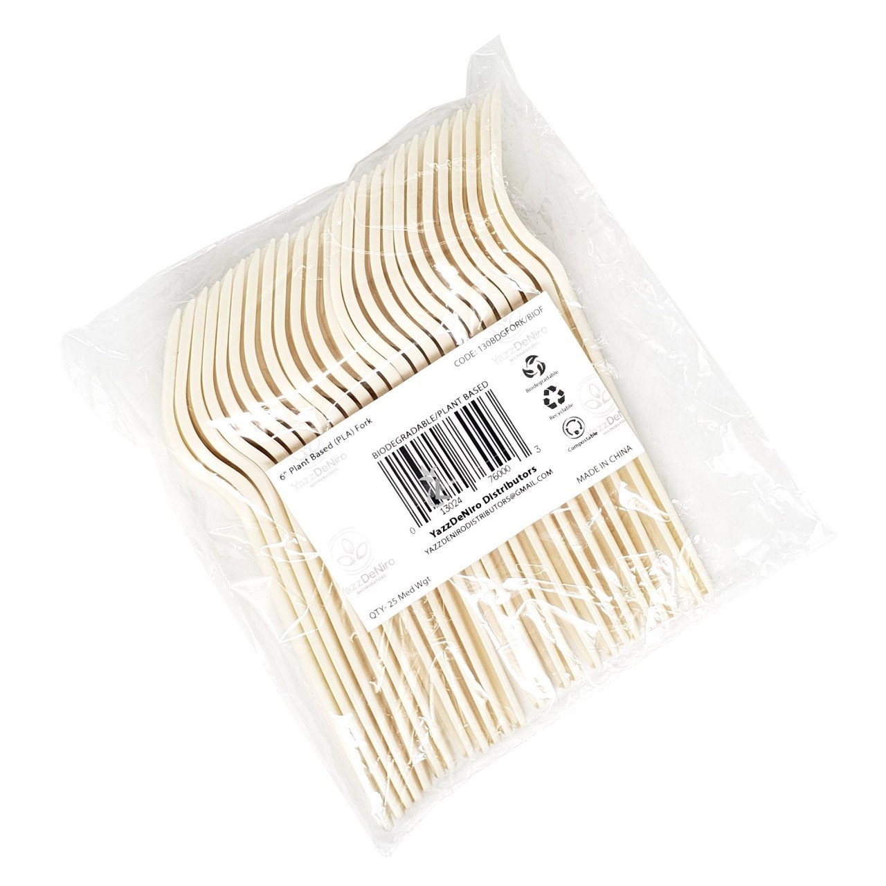 YAZZDENIRO BIODEGRABLE FORK 6" 25ct