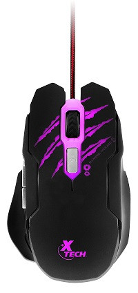 Xtech XTM-610 Lethal Haze Gaming USB Mouse - Adjustable resolution of up to 3200dpi - 4-color LED lights