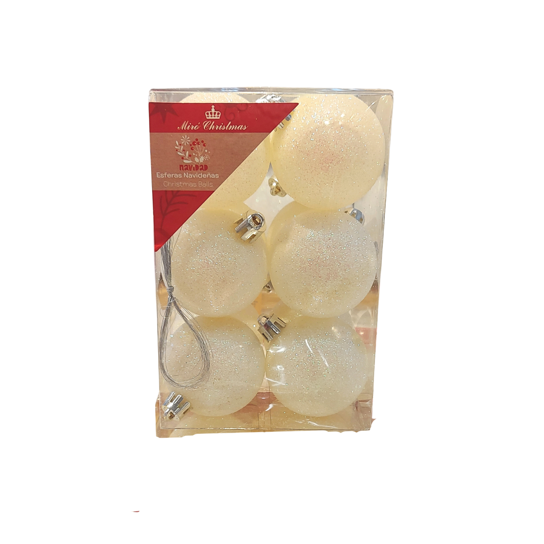 Christmas Balls, Glitter, Pearl, 12 ct
